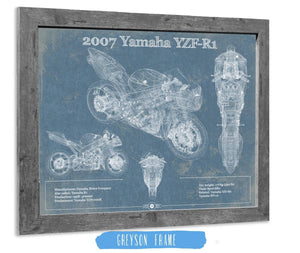 14" x 11" / Greyson Frame Cutler West 2007 Yamaha YZF-R1 Blueprint Motorcycle Patent Print
