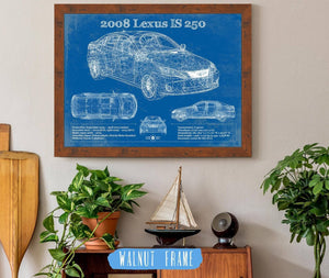 20" x 16" / Walnut Frame Cutler West 2008 Lexus Is 250 Vintage Blueprint Auto Print