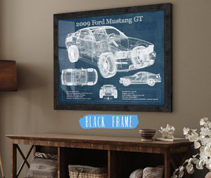 20" x 16" / Black Frame Cutler West 2009 Ford Mustang GT Original Blueprint Art