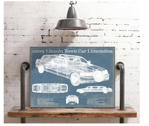 Cutler West 2009 Lincoln Town Car Limousine Vintage Blueprint Auto Print