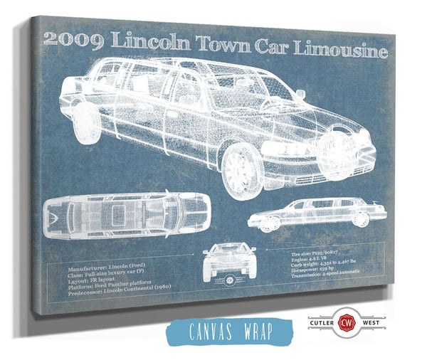 Cutler West 2009 Lincoln Town Car Limousine Vintage Blueprint Auto Print