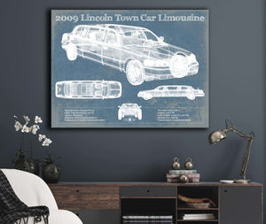 Cutler West 2009 Lincoln Town Car Limousine Vintage Blueprint Auto Print