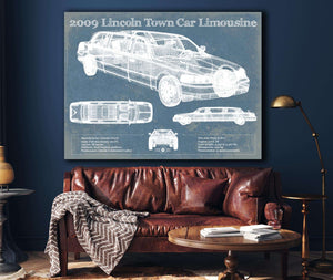 Cutler West 2009 Lincoln Town Car Limousine Vintage Blueprint Auto Print