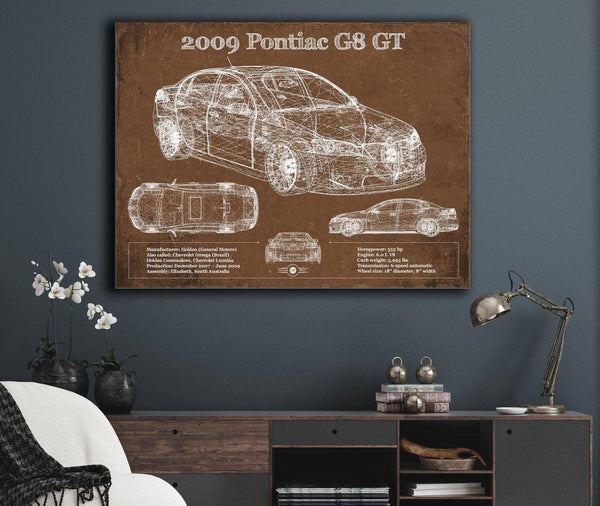 Cutler West 2009 Pontiac G8 GT Blueprint Vintage Auto Print
