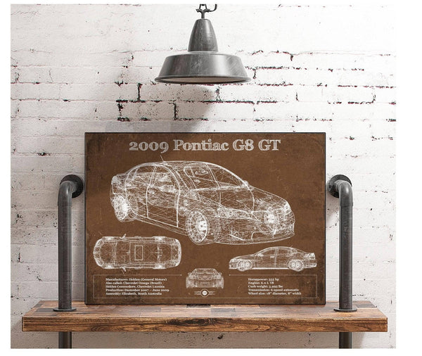 Cutler West 2009 Pontiac G8 GT Blueprint Vintage Auto Print