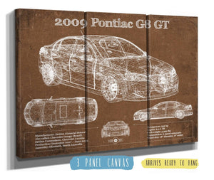 36" x 24" / 3 Panel Canvas Wrap Cutler West 2009 Pontiac G8 GT Blueprint Vintage Auto Print