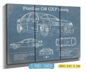 36" x 24" / 3 Panel Canvas Wrap Cutler West 2009 Pontiac G8 GXP Blueprint Vintage Auto Print