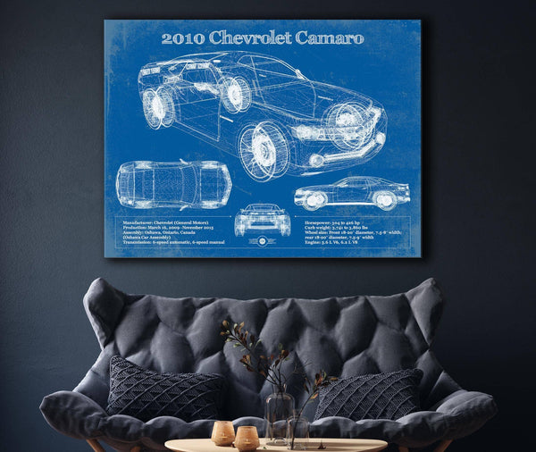 Cutler West 2010 Chevrolet Camaro Vintage Blueprint Auto Print