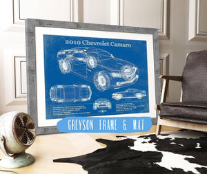 14" x 11" / Greyson Frame & Mat Cutler West 2010 Chevrolet Camaro Vintage Blueprint Auto Print