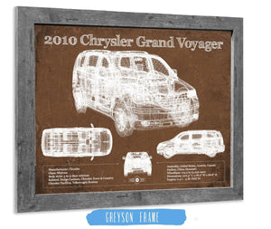 14" x 11" / Greyson Frame Cutler West 2010 Chrysler Grand Voyager Vintage Blueprint Auto Print