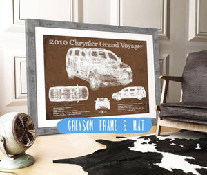 14" x 11" / Greyson Frame & Mat Cutler West 2010 Chrysler Grand Voyager Vintage Blueprint Auto Print