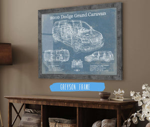 14" x 11" / Greyson Frame Cutler West 2010 Dodge Grand Caravan Vintage Blueprint Auto Print