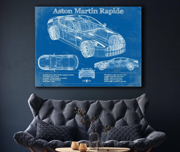 Cutler West 2011 Aston Martin Rapide Vintage Blueprint Auto Print