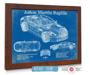 20" x 16" / Walnut Frame Cutler West 2011 Aston Martin Rapide Vintage Blueprint Auto Print