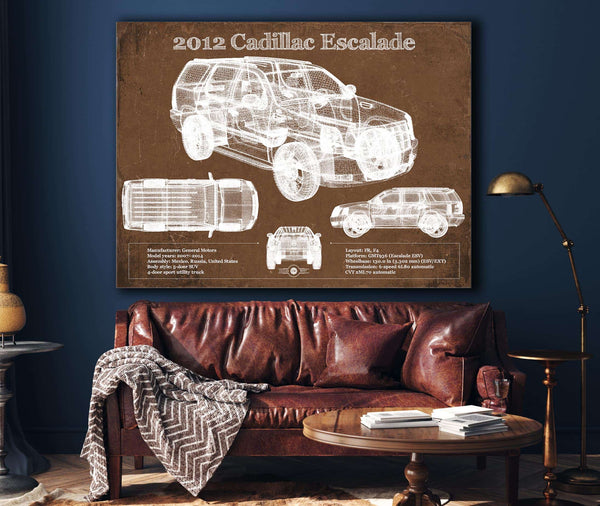 Cutler West 2012 Cadillac Escalade Blueprint Vintage Auto Print