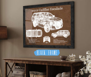 20" x 16" / Black Frame Cutler West 2012 Cadillac Escalade Blueprint Vintage Auto Print