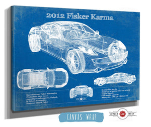 Cutler West 2012 Fisker Karma Blueprint Vintage Auto Print