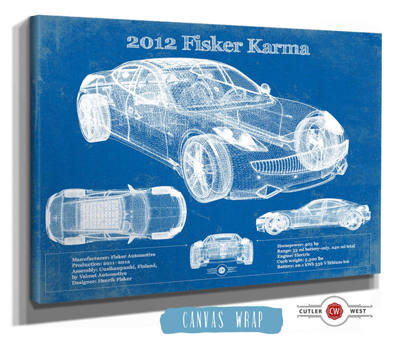 Cutler West 2012 Fisker Karma Blueprint Vintage Auto Print