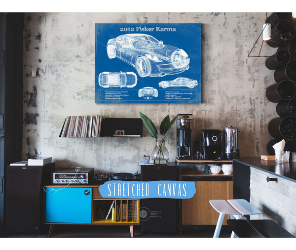 Cutler West 2012 Fisker Karma Blueprint Vintage Auto Print