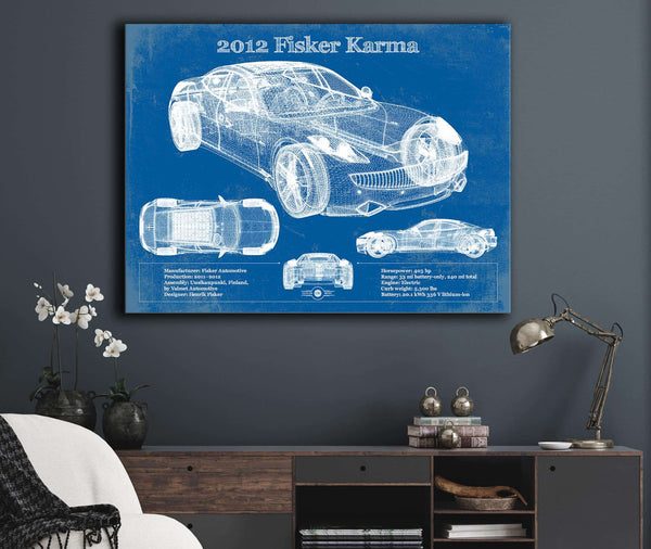 Cutler West 2012 Fisker Karma Blueprint Vintage Auto Print