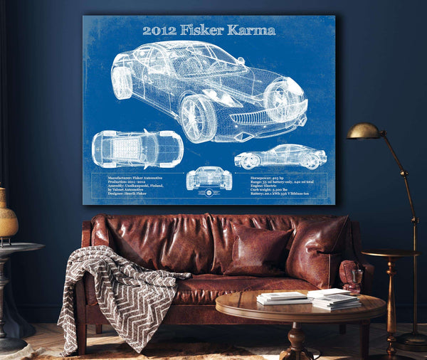 Cutler West 2012 Fisker Karma Blueprint Vintage Auto Print