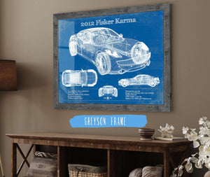 14" x 11" / Greyson Frame Cutler West 2012 Fisker Karma Blueprint Vintage Auto Print
