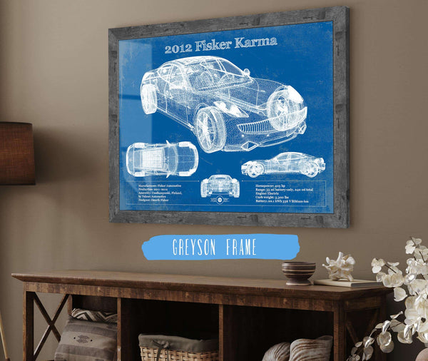 14" x 11" / Greyson Frame Cutler West 2012 Fisker Karma Blueprint Vintage Auto Print