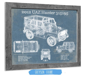 14" x 11" / Greyson Frame Cutler West 2012 UAZ Hunter 315195 Vintage Blueprint Auto Print
