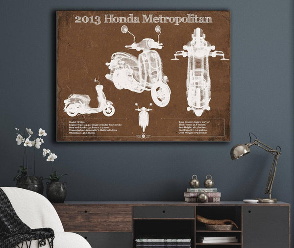 Cutler West 2013 Honda Metropolitan Vintage Blueprint Auto Print