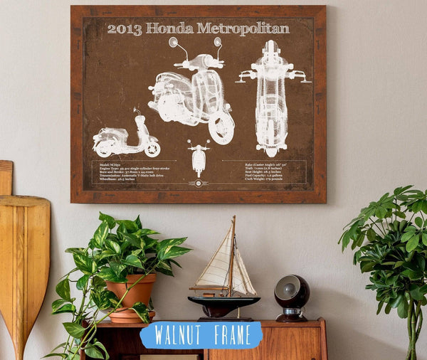 20" x 16" / Walnut Frame Cutler West 2013 Honda Metropolitan Vintage Blueprint Auto Print