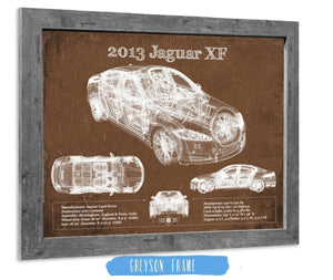 14" x 11" / Greyson Frame Cutler West 2013 Jaguar XF Blueprint Vintage Auto Print
