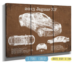 36" x 24" / 3 Panel Canvas Wrap Cutler West 2013 Jaguar XF Blueprint Vintage Auto Print