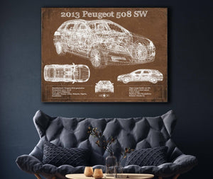 Cutler West 2013 Peugeot 508 SW Blueprint Vintage Auto Print