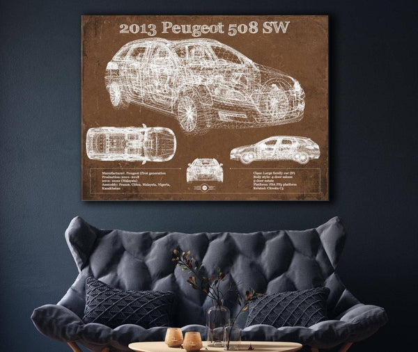 Cutler West 2013 Peugeot 508 SW Blueprint Vintage Auto Print