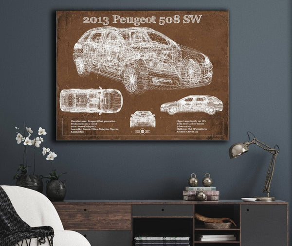 Cutler West 2013 Peugeot 508 SW Blueprint Vintage Auto Print