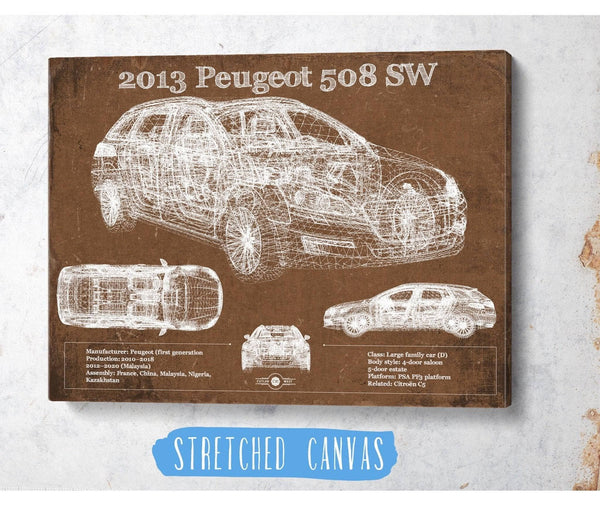 Cutler West 2013 Peugeot 508 SW Blueprint Vintage Auto Print