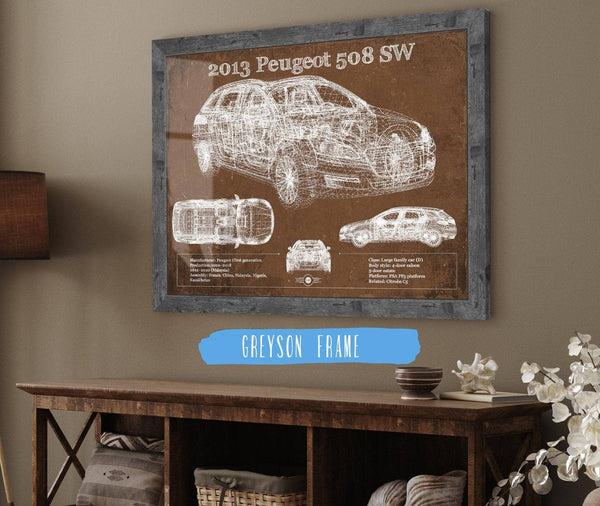 Cutler West 2013 Peugeot 508 SW Blueprint Vintage Auto Print
