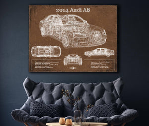 Cutler West 2014 Audi R8 Vintage Blueprint Auto Print