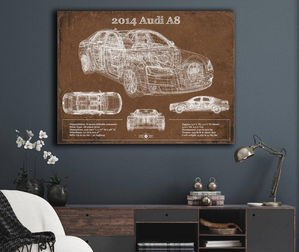 Cutler West 2014 Audi R8 Vintage Blueprint Auto Print