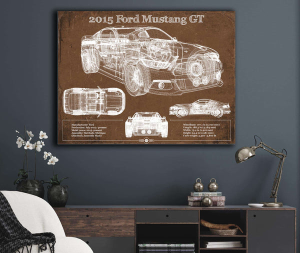 Cutler West 2015 Ford Mustang GT Eleanor Blueprint Vintage Auto Print