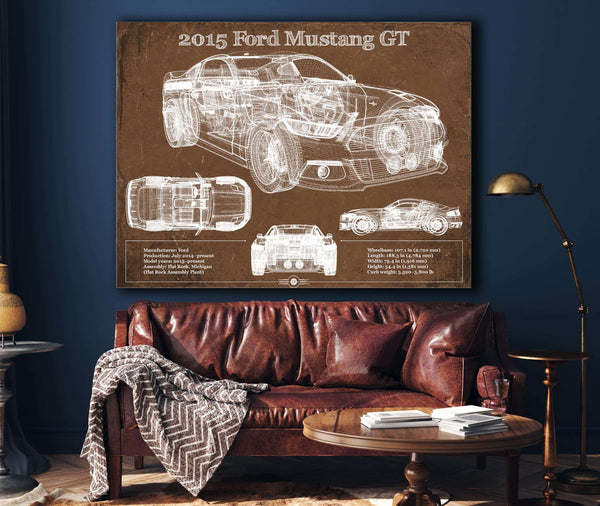 Cutler West 2015 Ford Mustang GT Eleanor Blueprint Vintage Auto Print