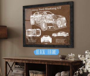 20" x 16" / Black Frame Cutler West 2015 Ford Mustang GT Eleanor Blueprint Vintage Auto Print