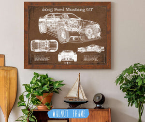 20" x 16" / Walnut Frame Cutler West 2015 Ford Mustang GT Eleanor Blueprint Vintage Auto Print