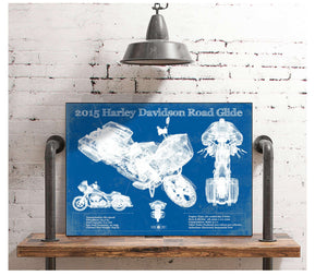 Cutler West 2015 Harley Davidson Road Glide Blueprint Vintage Motorcycle Print