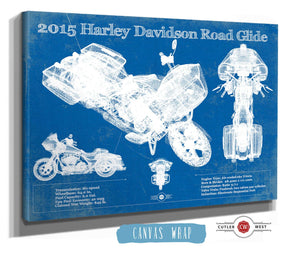 Cutler West 2015 Harley Davidson Road Glide Blueprint Vintage Motorcycle Print