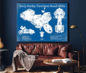 Cutler West 2015 Harley Davidson Road Glide Blueprint Vintage Motorcycle Print