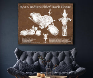 Cutler West 2016-2019 Indian Chief Dark Horse Motorcycle Patent Print