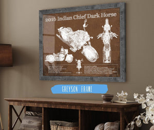 14" x 11" / Greyson Frame Cutler West 2016-2019 Indian Chief Dark Horse Motorcycle Patent Print