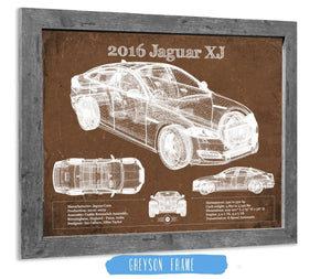 14" x 11" / Greyson Frame Cutler West 2016 Jaguar XJ Car Original Blueprint Art