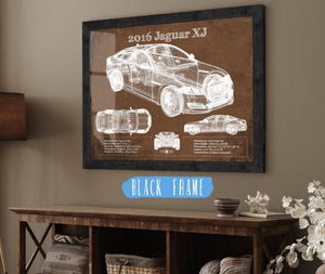 20" x 16" / Black Frame Cutler West 2016 Jaguar XJ Car Original Blueprint Art